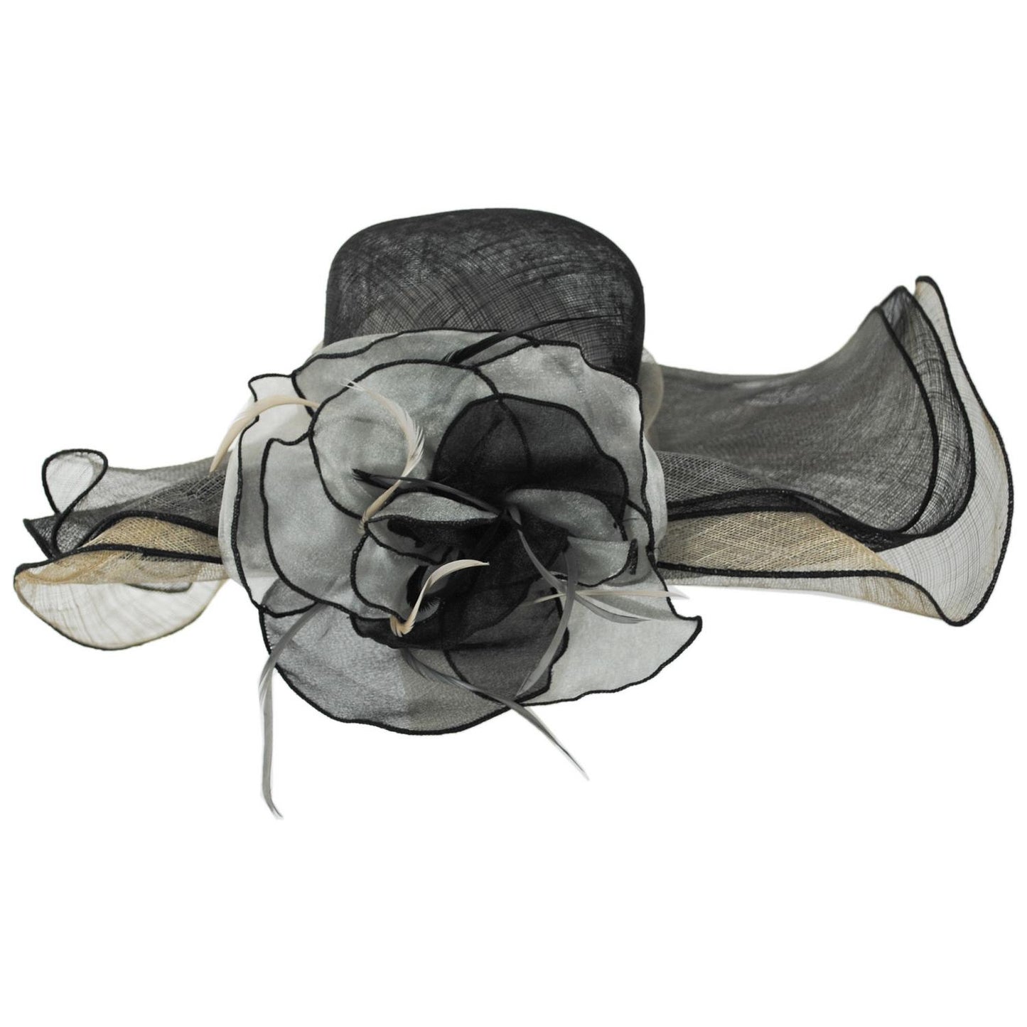 Something Special | Adore Belle Sinamay Straw Off Face Hat | 121362 | front | BLACK/GRAY