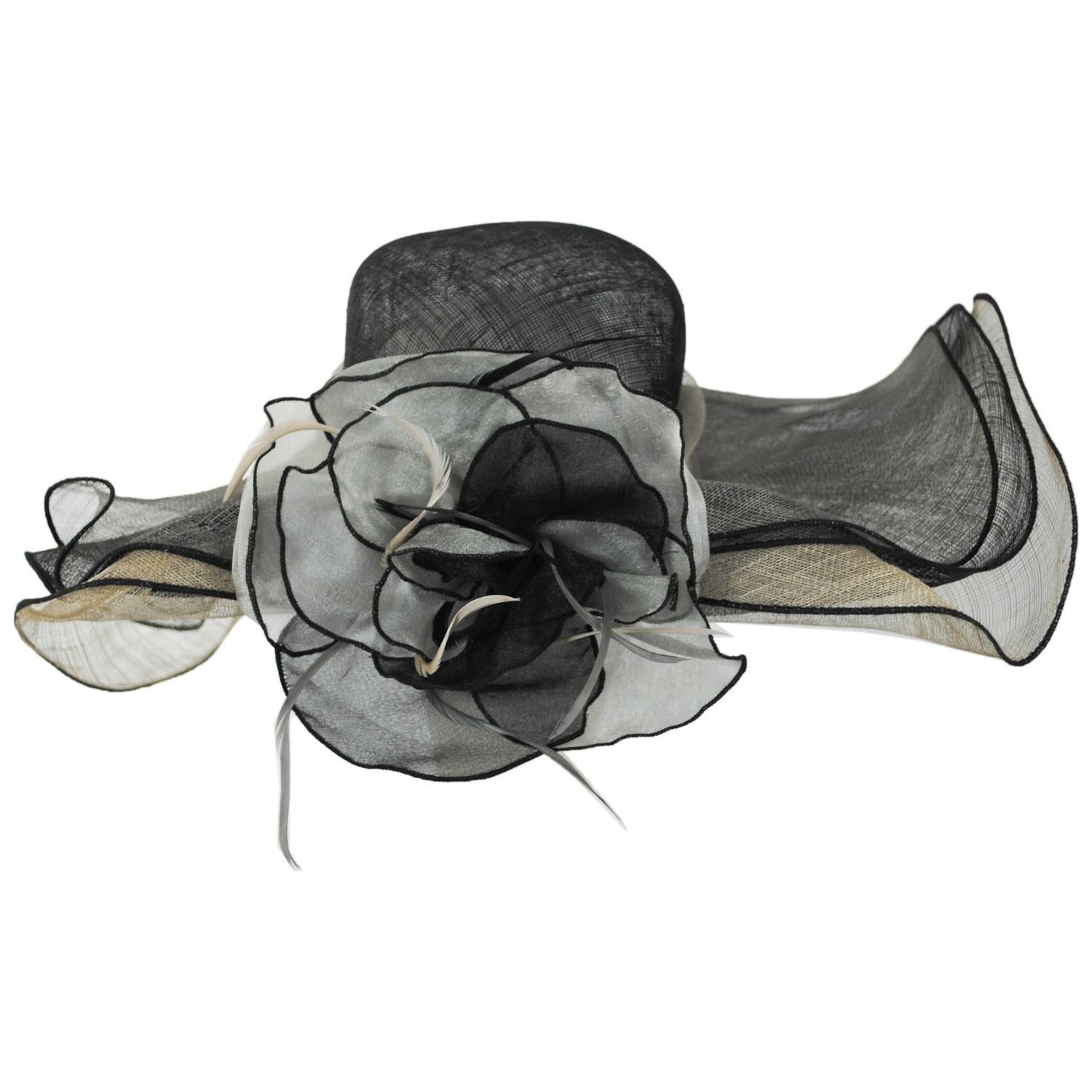 Something Special | Adore Belle Sinamay Straw Off Face Hat | 121362 | front | BLACK/GRAY