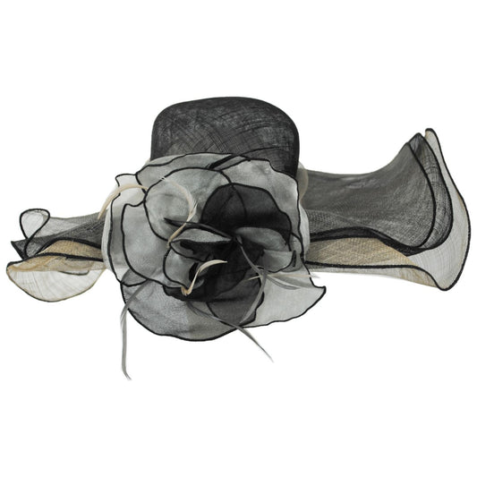 Something Special | Adore Belle Sinamay Straw Off Face Hat | 121362 | front | BLACK/GRAY