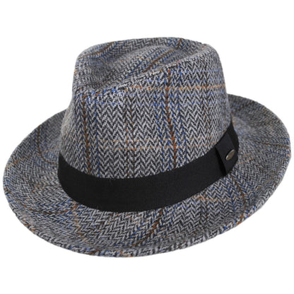 Scala | Barry Wool Blend Tweed Fedora Hat | 140170 | lead | GREY