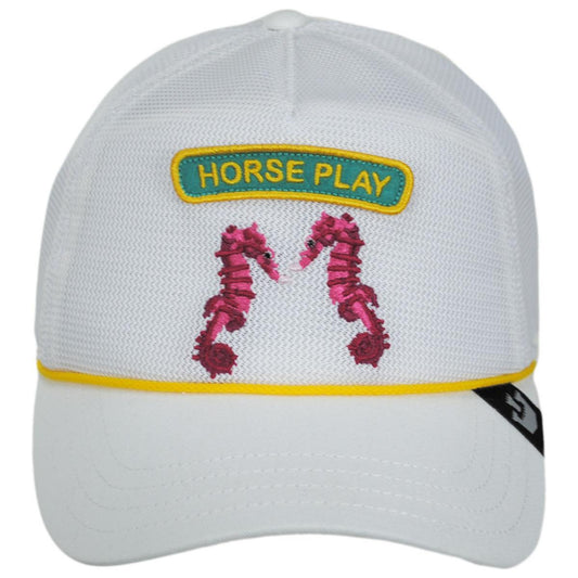 Goorin Bros | Seahorse Play Mesh Trucker Snapback Baseball Cap | 200710 | front | WHITE