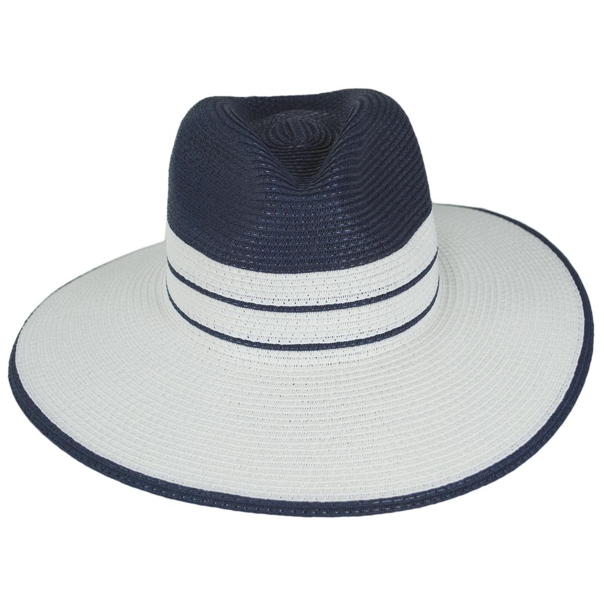 Physician Endorsed | Danielle Two-Tone Toyo Straw Fedora Hat | 102666 | front | WHITE/NAVY