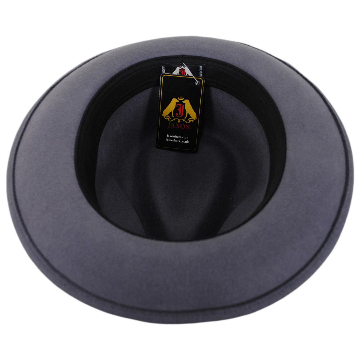 Jaxon Hats | C-Crown Crushable Wool Felt Fedora Hat | 135003 | under | GREY