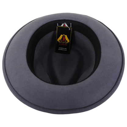 Jaxon Hats | C-Crown Crushable Wool Felt Fedora Hat | 135003 | under | GREY