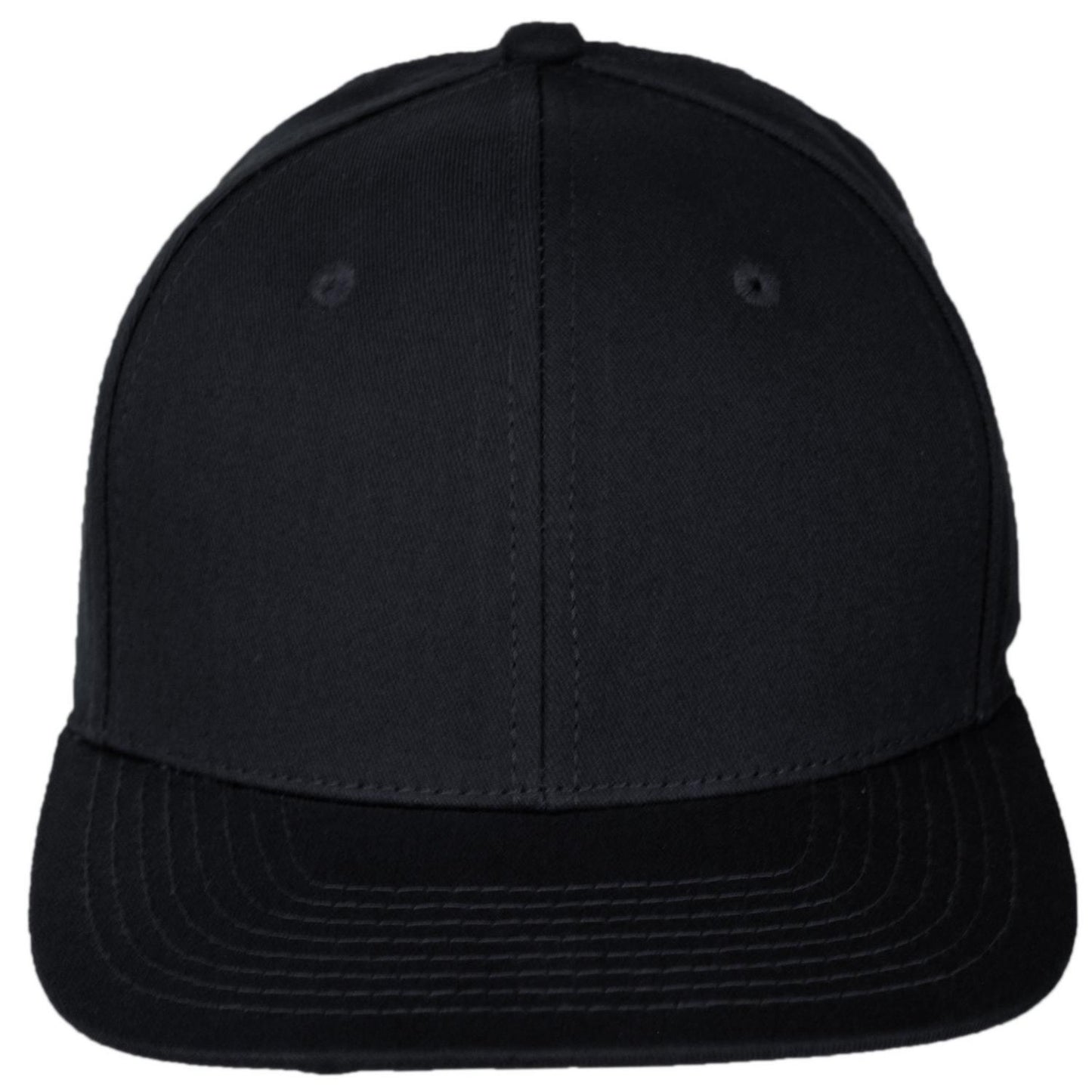 Dorfman Pacific | Mid Pro Cotton Flat Bill Snapback Baseball Cap | 200189 | front | BLACK