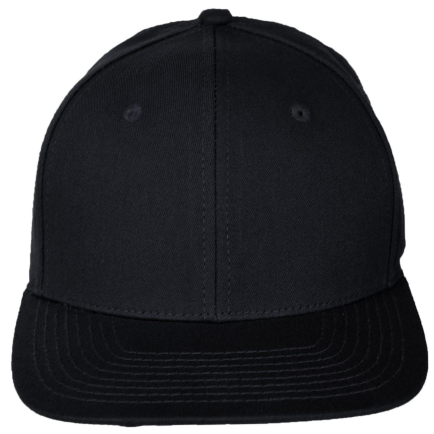 Dorfman Pacific | Mid Pro Cotton Flat Bill Snapback Baseball Cap | 200189 | front | BLACK