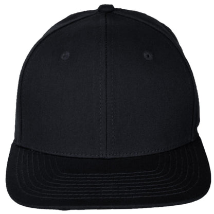 Dorfman Pacific | Mid Pro Cotton Flat Bill Snapback Baseball Cap | 200189 | front | BLACK