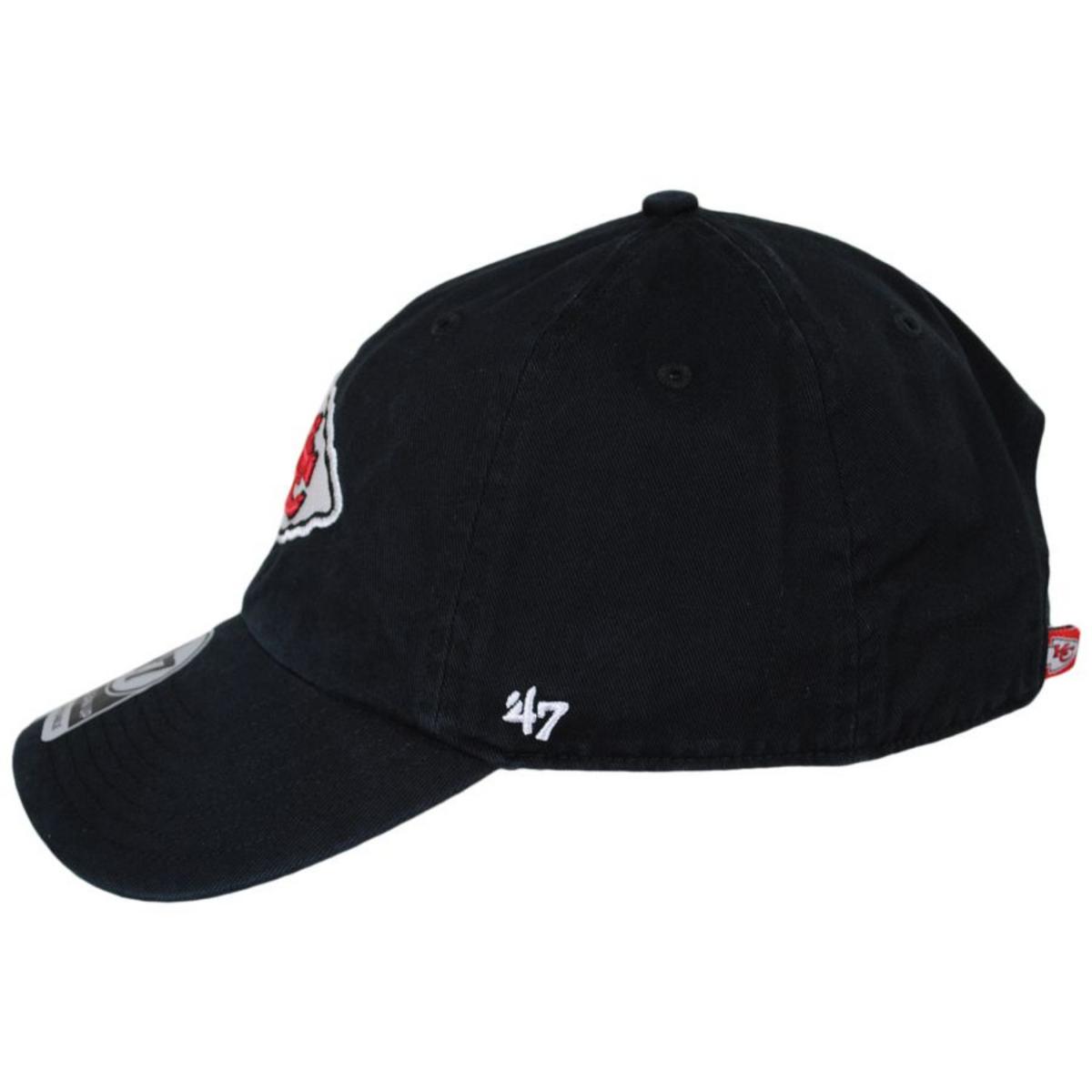 47 Brand | Kansas City Chiefs NFL Clean Up Strapback Baseball Cap Dad Hat | 203480 | profile | BLACK