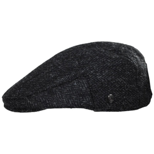 Jaxon & James | Wholesale Dunvegan Harris Tweed Wool Ivy Cap B2B Pre-Pack | B2B170007 | profile | BLACK/CHARCOAL