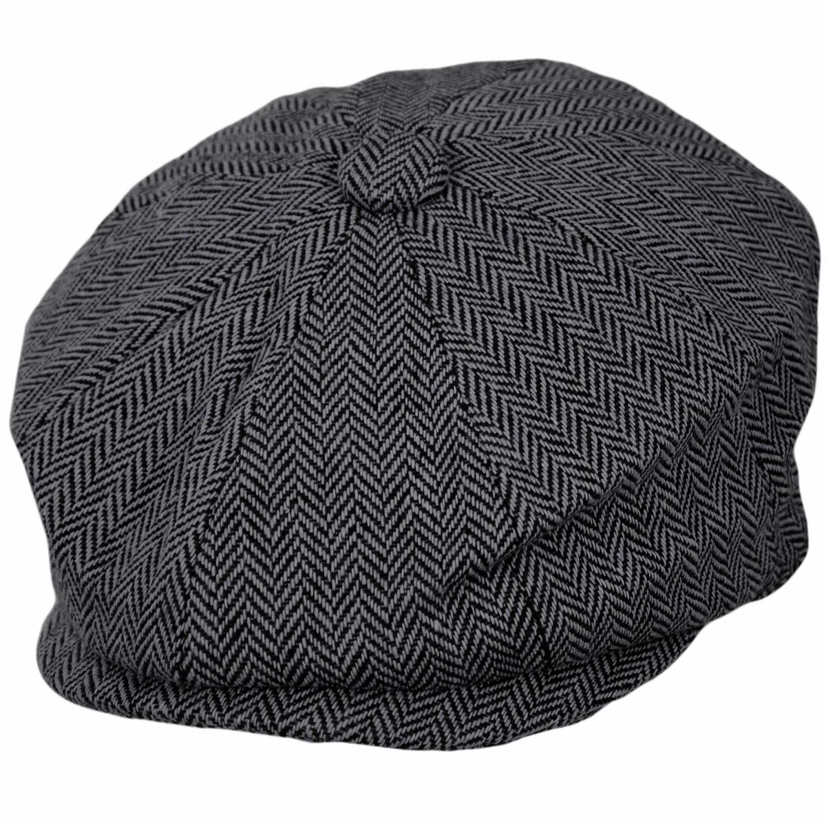 Jaxon Hats | Kid's Herringbone Wool Blend Newsboy Cap | 512100 | lead | CHARCOAL