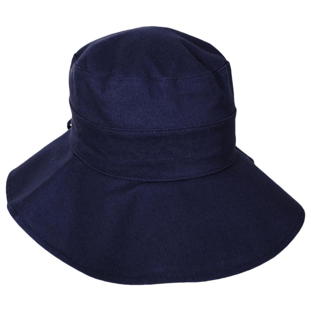 Scala | Alma Ponytail Cotton Bucket Hat | 106443 | lead | NAVY
