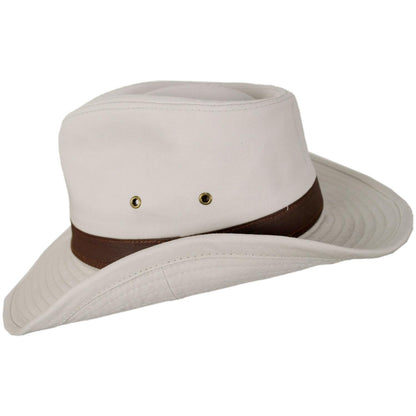 Dorfman Pacific | Cotton Twill Outback Fedora Hat | 400232 | profile | PUTTY