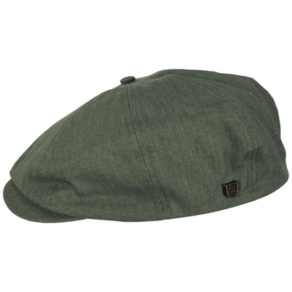 BRIXTON HATS | Fender Factory Cotton Herringbone Brood Newsboy Cap | 161573 | profile | OLIVE SURPLUS