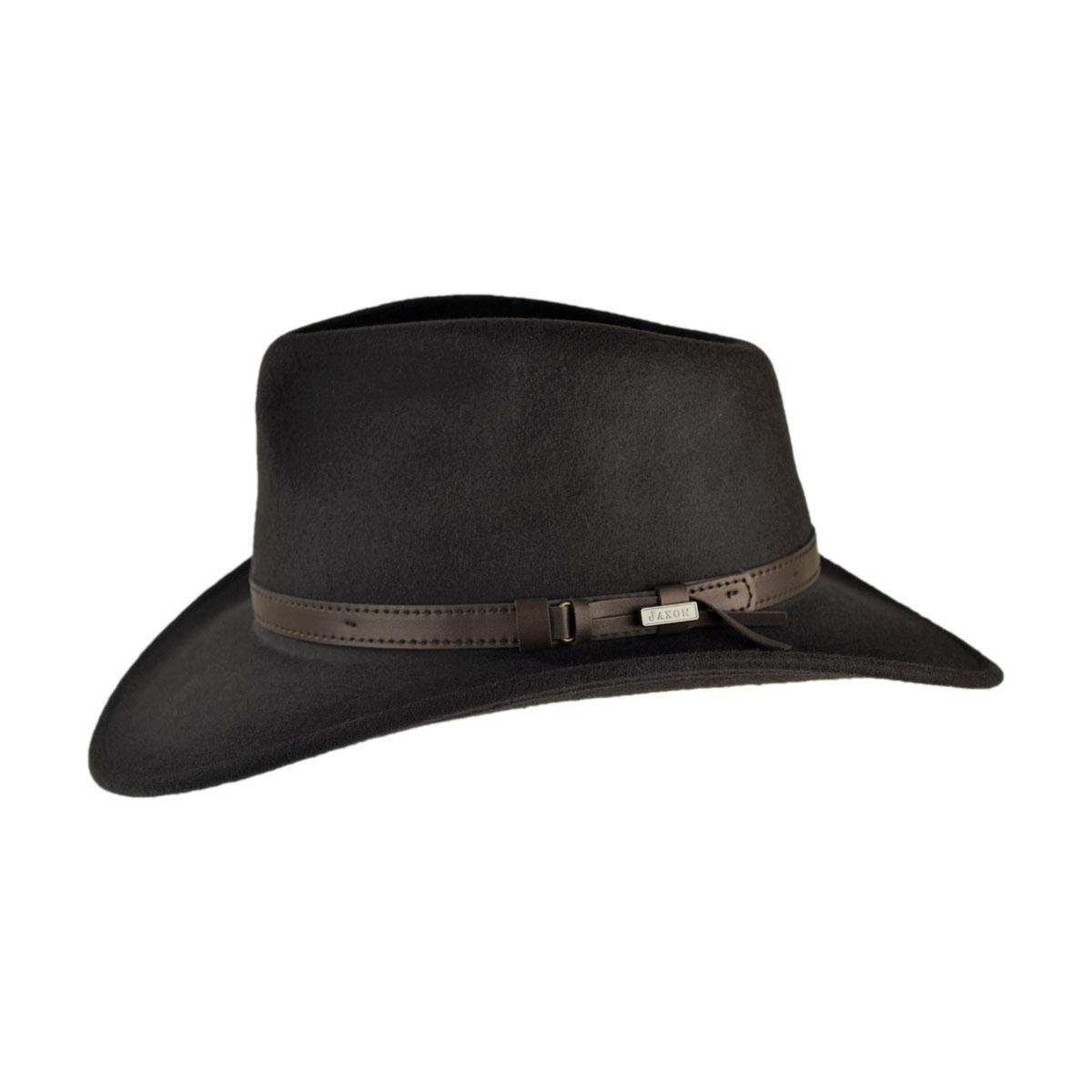 Jaxon Hats | Wholesale Crushable Wool Felt Outback Hat B2B Pre-Pack | B2B135002 | profile | BLACK