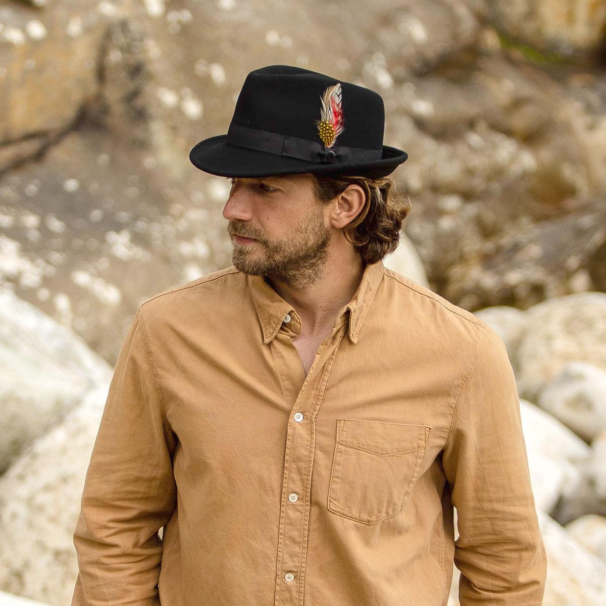 Jaxon Hats | Detroit Wool Felt Trilby Fedora Hat | 132015 | lsmone | BLACK