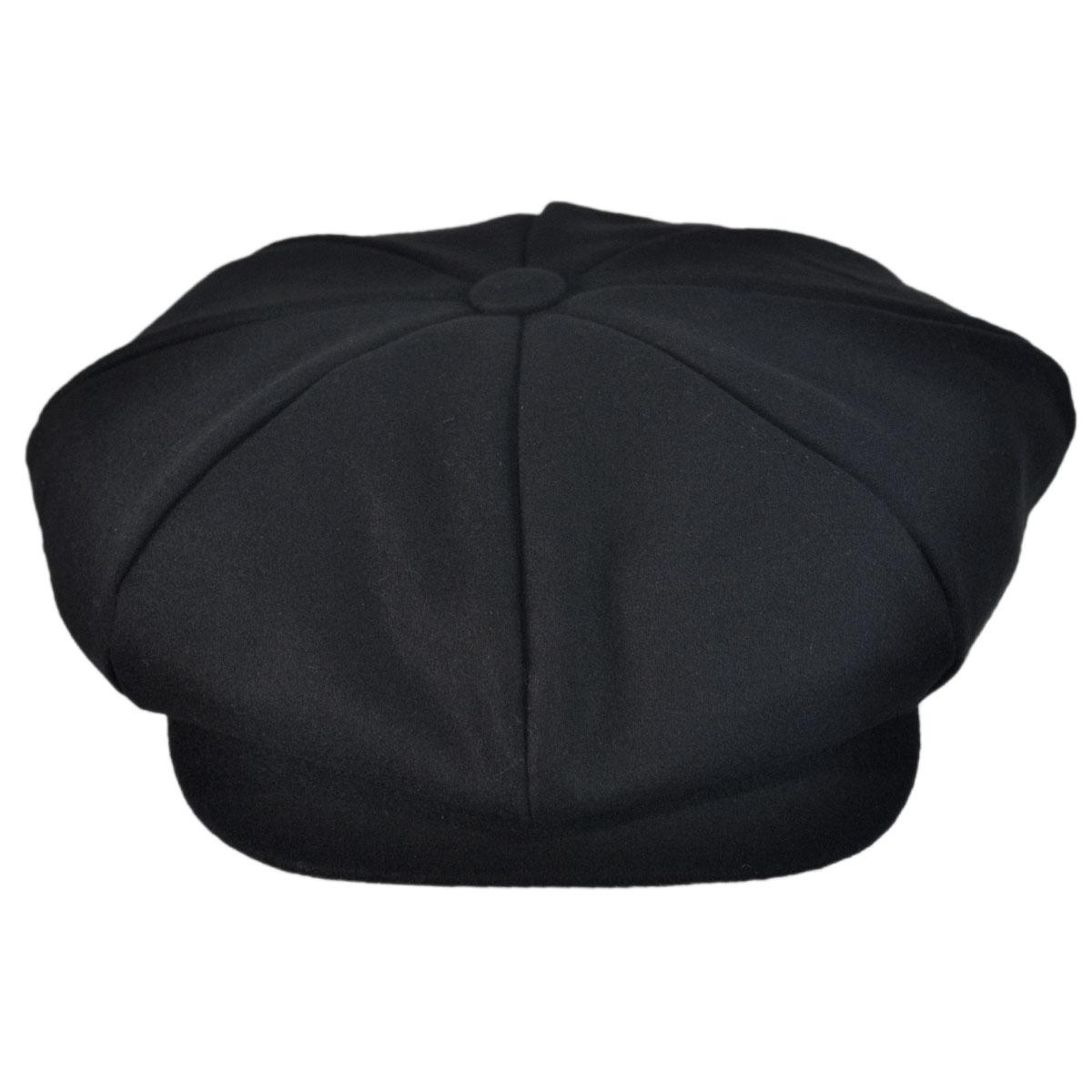 Jaxon Hats | Wool Blend Solid Big Apple Cap | 167735 | front | BLACK