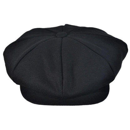 Jaxon Hats | Wool Blend Solid Big Apple Cap | 167735 | front | BLACK