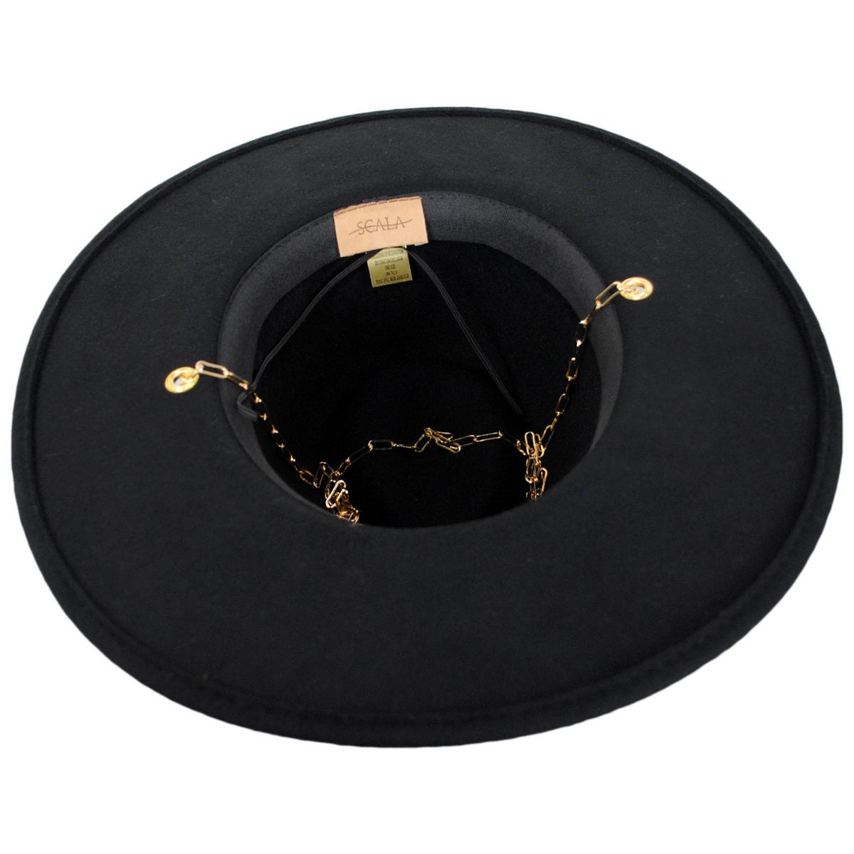 Scala | Candace Wool Felt Fedora Hat | 123494 | under | BLACK