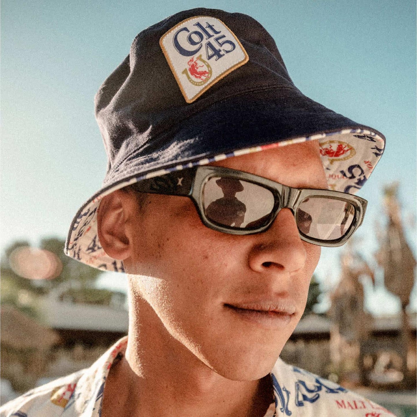 BRIXTON HATS | Colt 45 x Brixton Cotton Reversible Bucket Hat | 185559 | lsmone | MULTI/MIDNIGHT BLUE