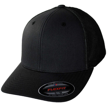 Flexfit | Tonal Mesh Trucker Flexfit Fitted Baseball Cap | 221501 | lead | BLACK