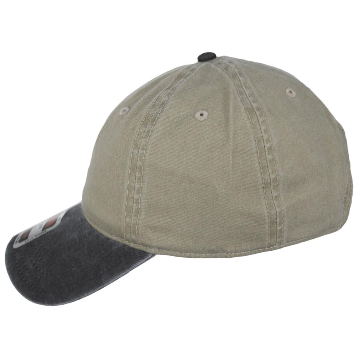 Otto | LoPro Washed Pigment Dyed Cotton Twill Strapback Baseball Cap Dad Hat | 201404 | profile | BLACK/KHAKI