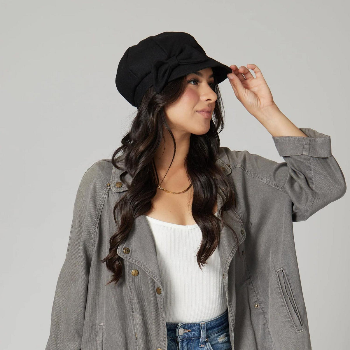 San Diego Hat Company | Side Bow Wool Newsboy Cap | 108669 | lsmone | BLACK