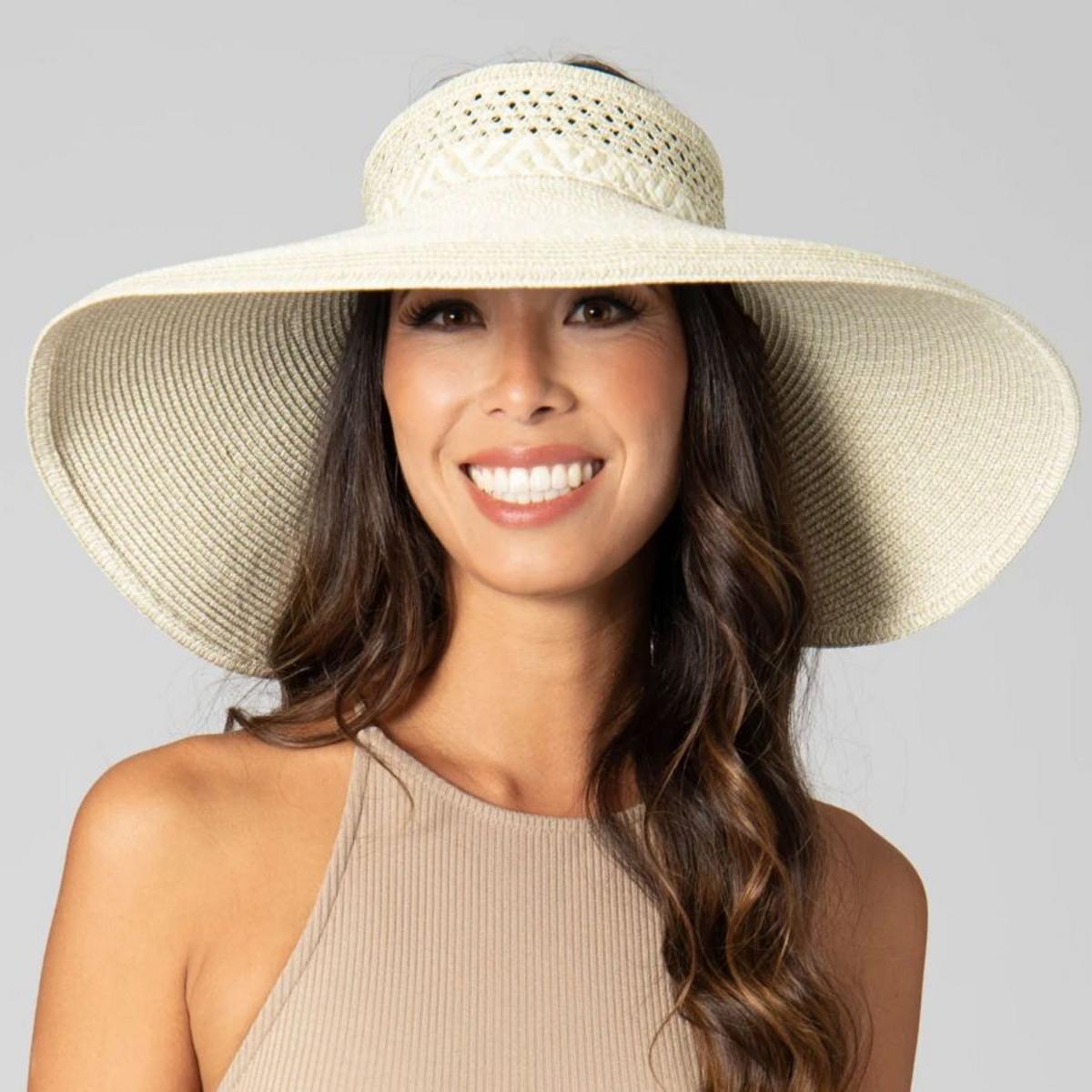 San Diego Hat Company | Everyday Ultrabraid Full Coverage Roll Up Visor | 197307 | front | NATURAL
