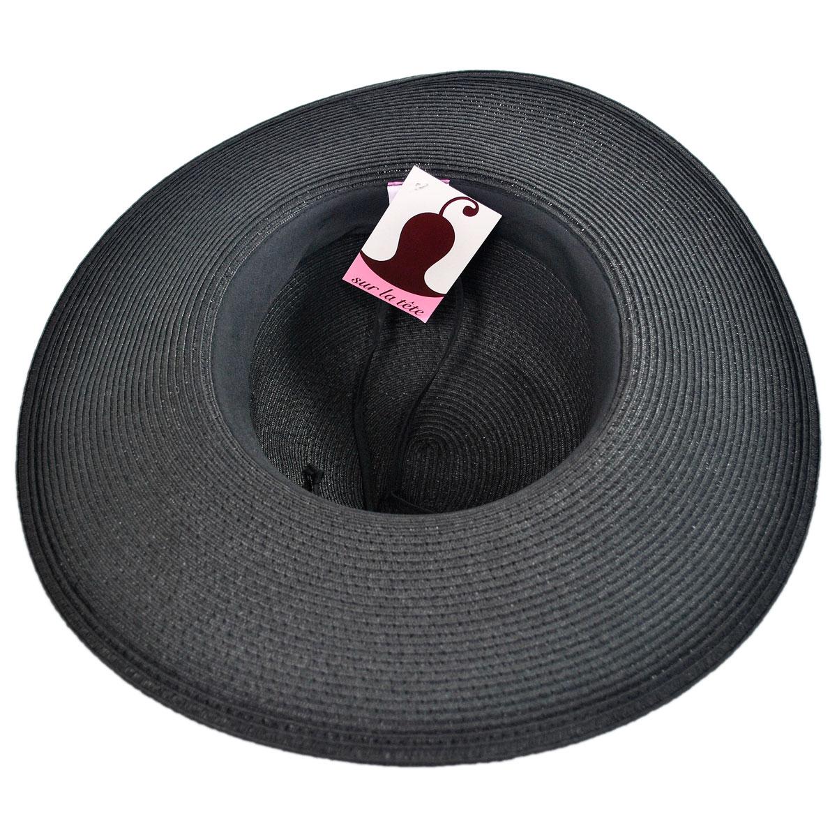 sur la tete | Beach Side Toyo Straw Sun Hat | 104201 | under | BLACK