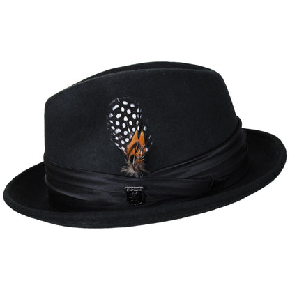 Stacy Adams | Crushable Wool Felt Fedora Hat | 130456 | profile | BLACK