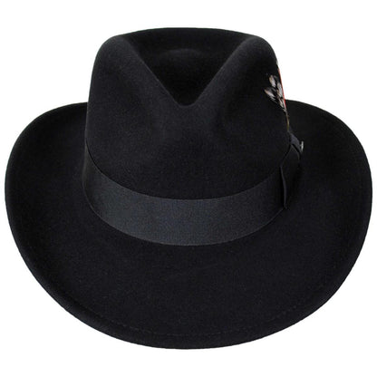 Jaxon Hats | Ford Crushable Wool Felt Fedora Hat | 135004 | front | BLACK