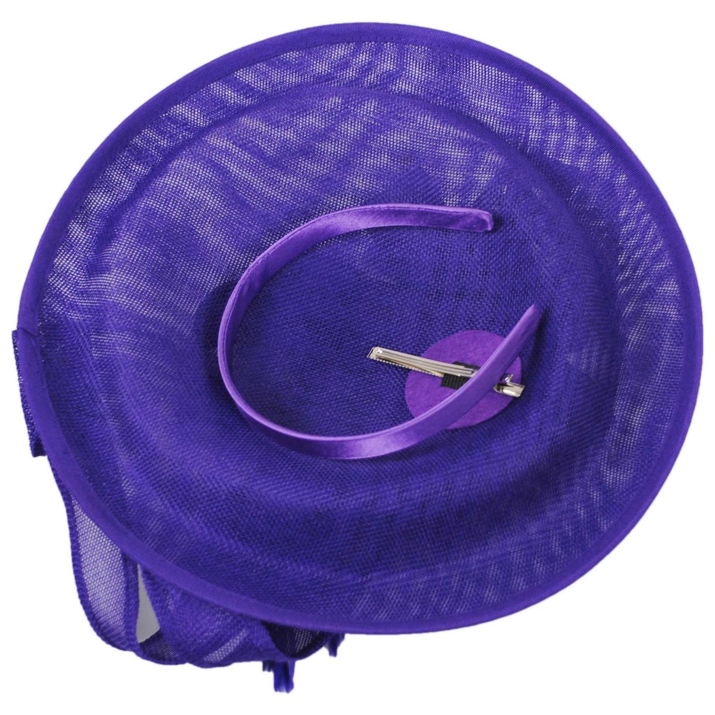 Sophia | Ribbon & Flax Linen Fabric Fascinator Hat | 122904 | under | PURPLE