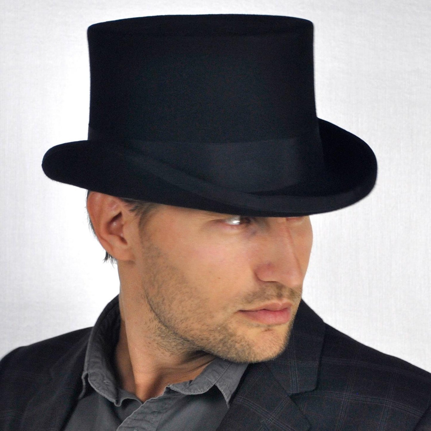 Jaxon Hats | Mid Crown Wool Felt Top Hat | 193700 | lsmtwo | BLACK