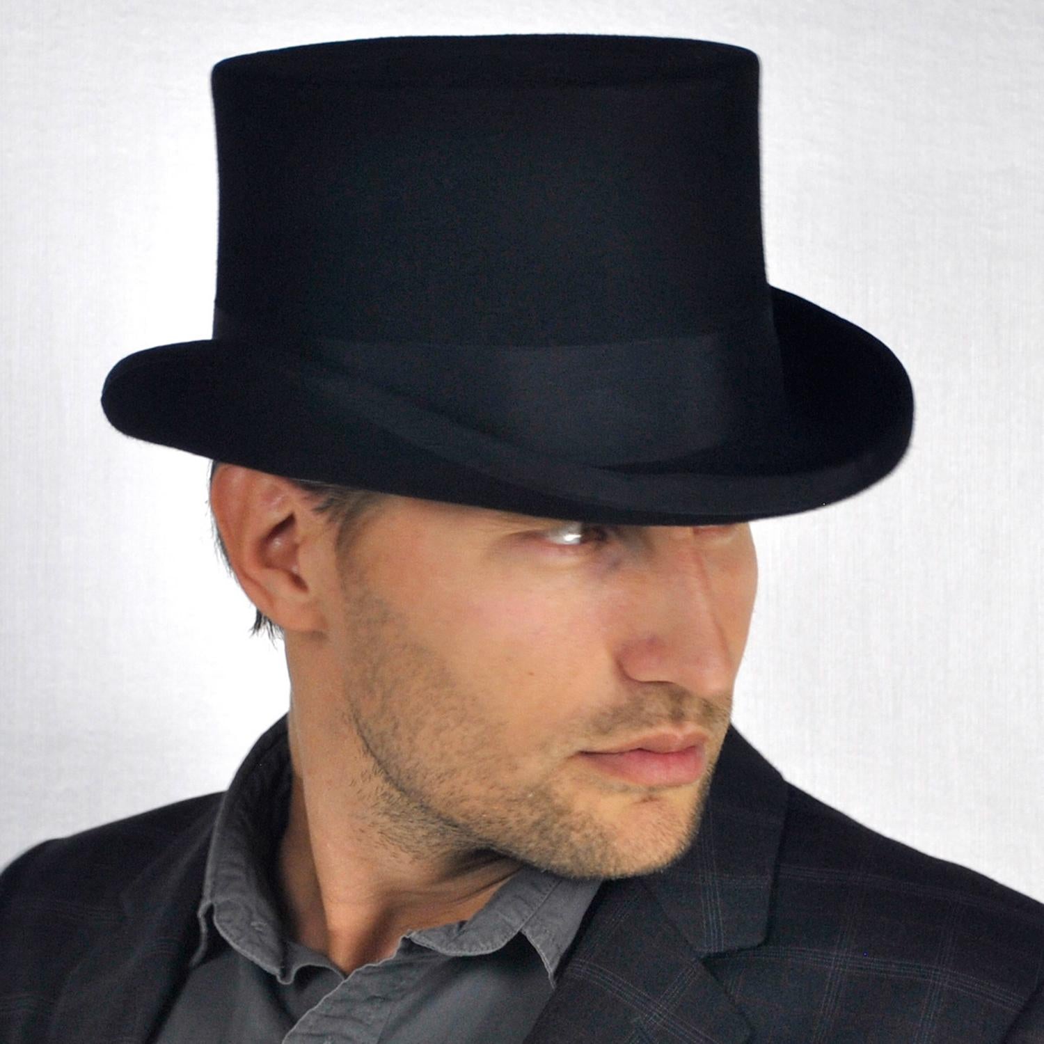 Jaxon Hats | Mid Crown Wool Felt Top Hat | 193700 | lsmtwo | BLACK