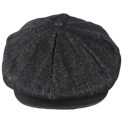 BRIXTON HATS | Brood Baggy Denim Newsboy Cap | 161584 | front | BLACK DENIM/BLACK