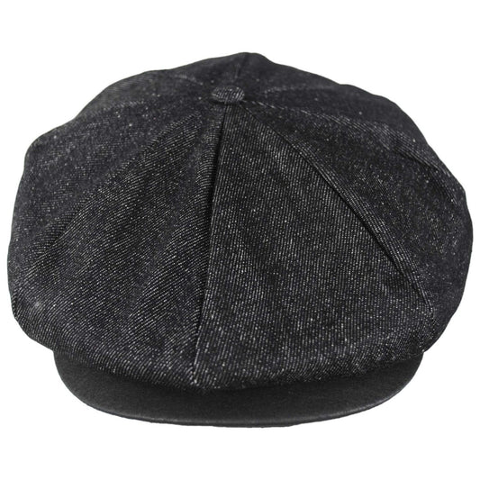 BRIXTON HATS | Brood Baggy Denim Newsboy Cap | 161584 | front | BLACK DENIM/BLACK