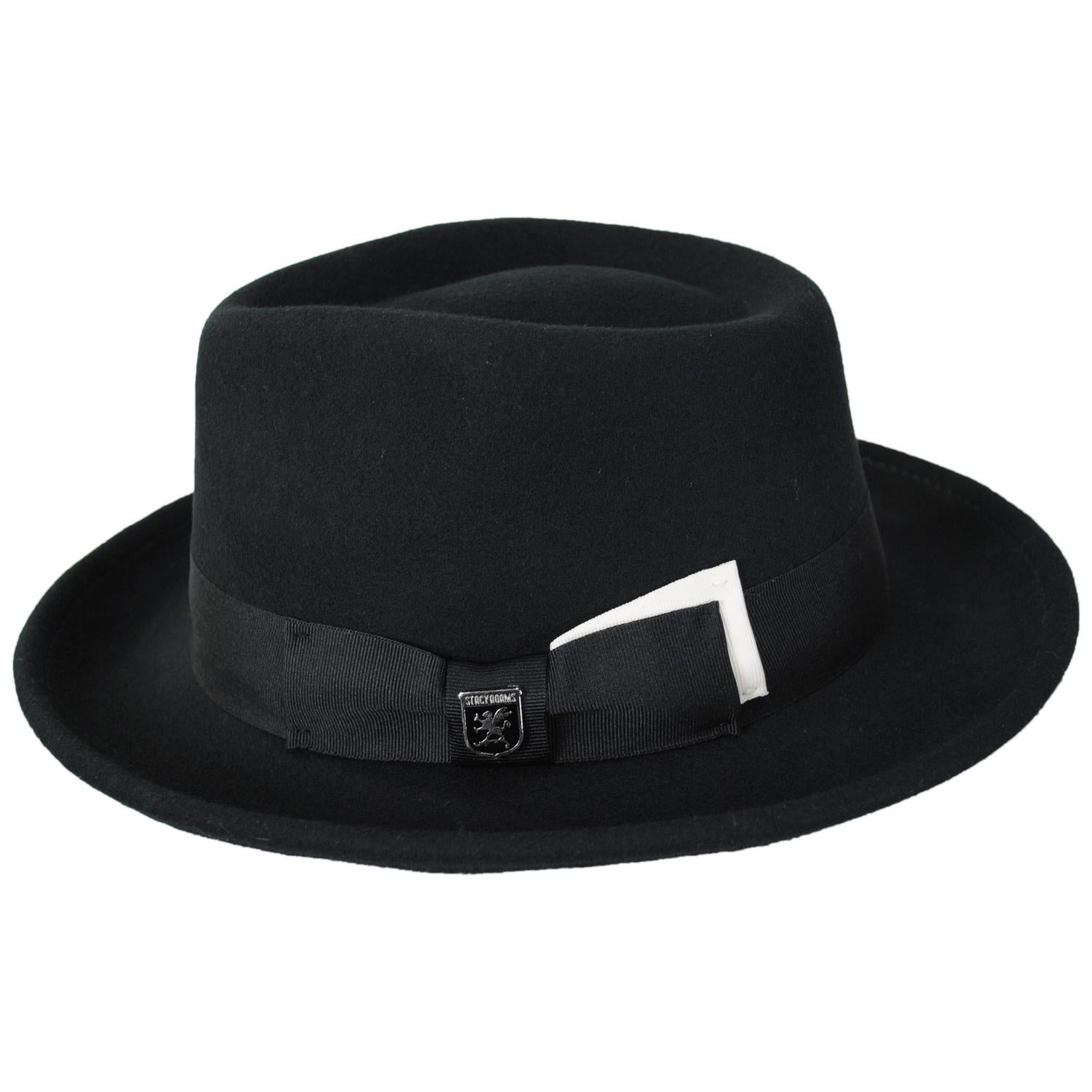 Stacy Adams | Mickey Wool Felt Fedora Hat | 130425 | profile | BLACK/WHITE