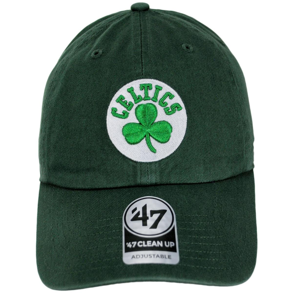 47 Brand | Boston Celtics NBA Clean Up Strapback Baseball Cap Dad Hat | 203951 | front | DARK GREEN