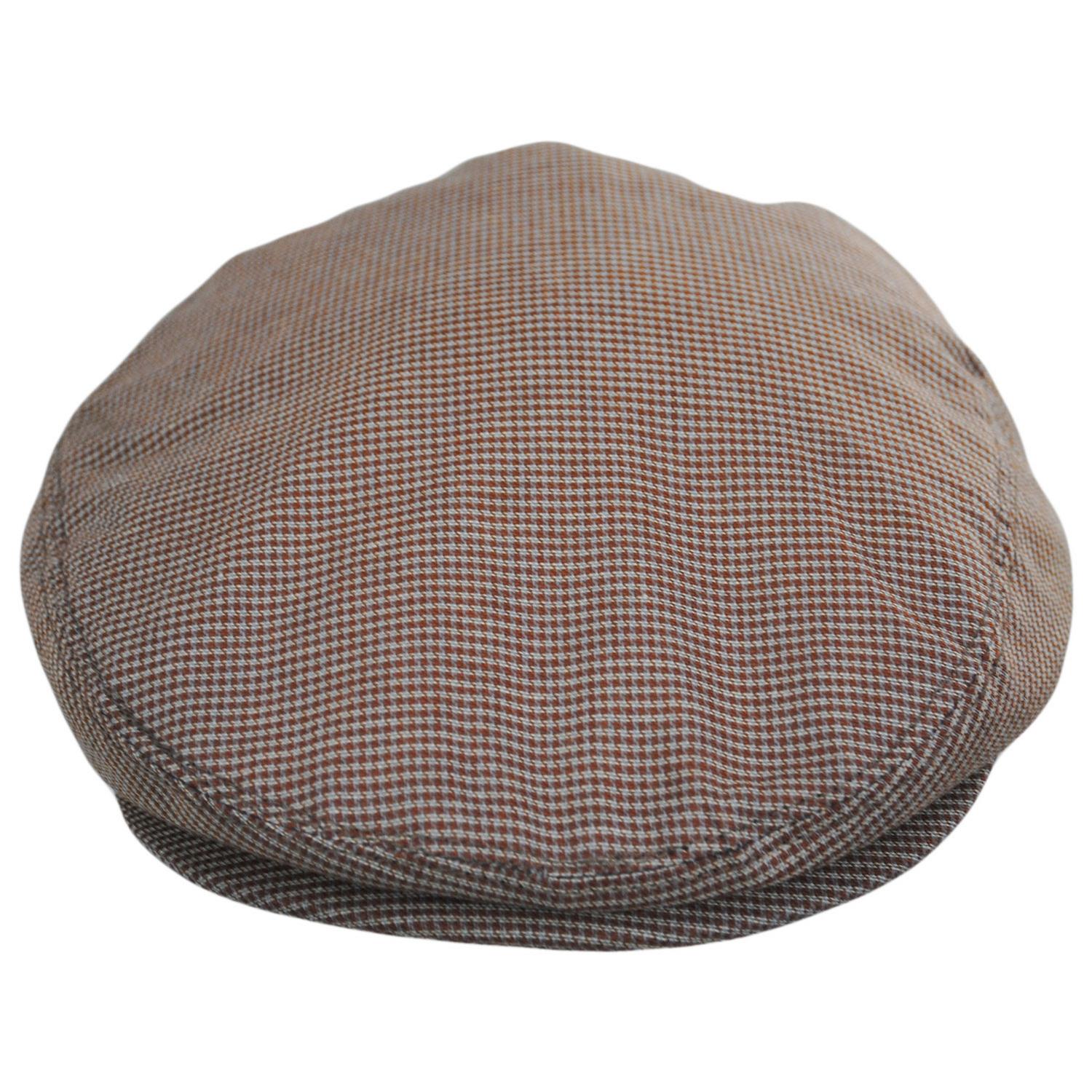 Baskerville Hat Company | Talbot Cotton Micro Houndstooth Ivy Cap | 167676 | front | CHESTNUT