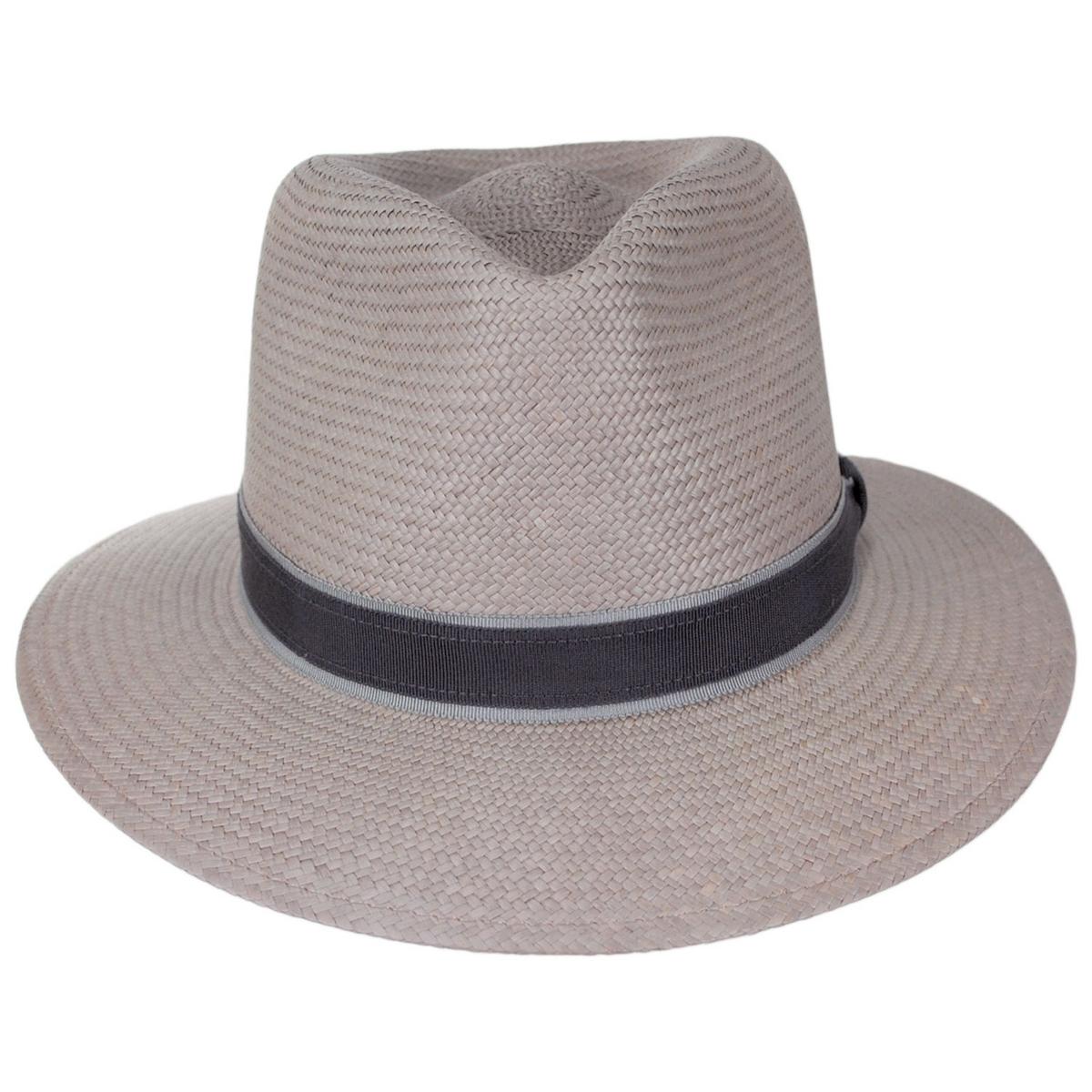 Bailey 1922 | Brooks Panama Straw Fedora Hat | 127815 | front | FLINT GREY