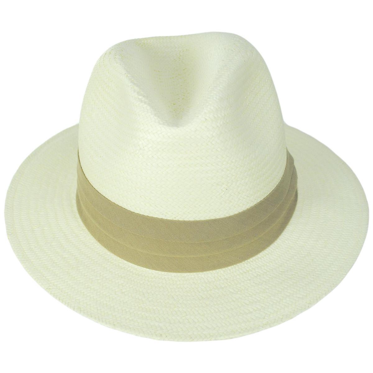 Jaxon Hats | Toyo Straw Safari Fedora Hat - Khaki Band | 129914 | front | IVORY