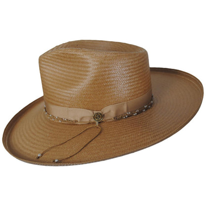Stetson | Outlier Shantung Straw Rancher Fedora Hat | 127056 | profile | COGNAC