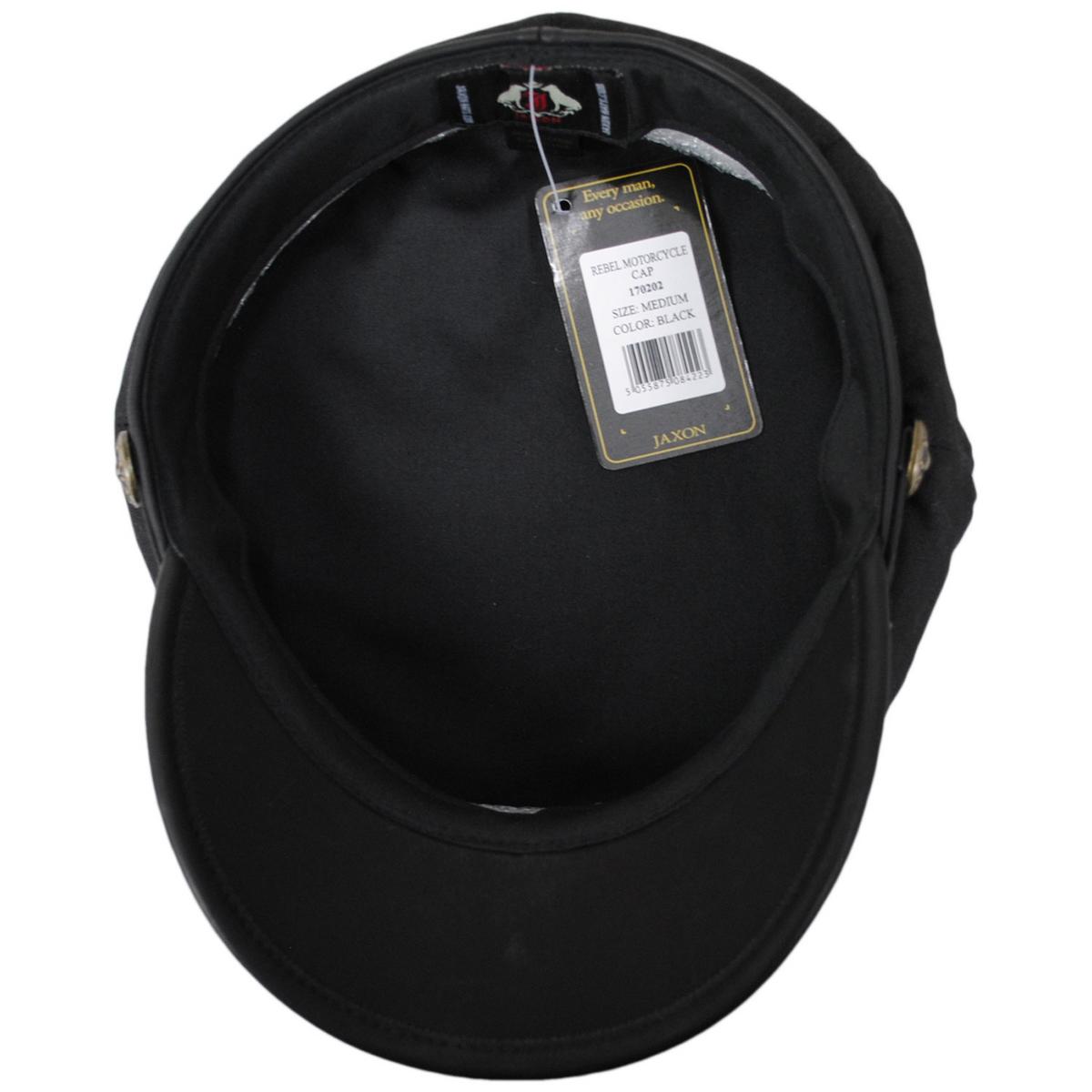 Jaxon Hats | Wholesale Rebel Wax Cotton Blend Motorcycle Cap B2B Pre-Pack | B2B170202 | under | BLACK