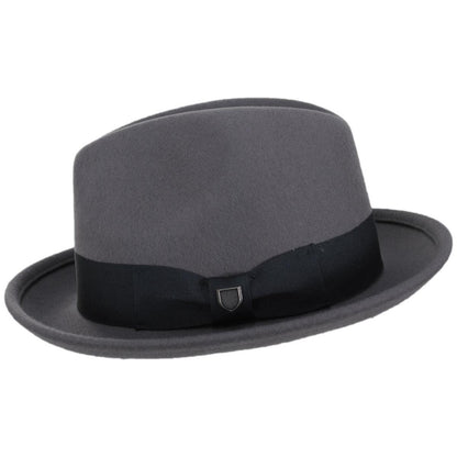 BRIXTON HATS | Horton Convertabrim Packable Wool Felt Fedora Hat | 135670 | profile | GREY/CHARCOAL