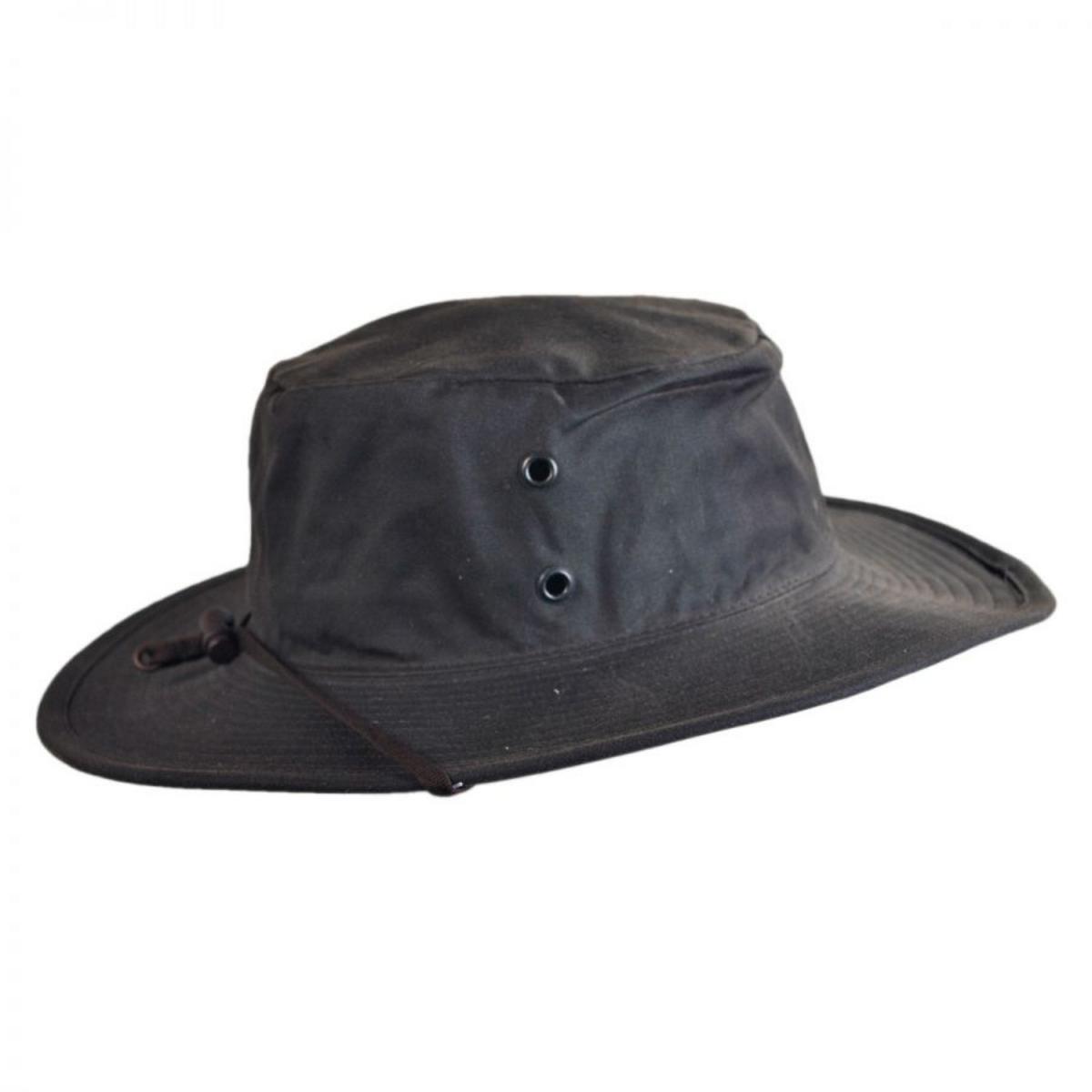 Hills Hats of New Zealand | The Squatter Waxed Cotton Booney Hat | 401702 | profile | BROWN