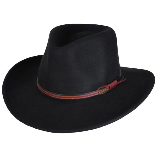 Stetson | Bozeman Crushable Wool Felt Outback Hat | 130692 | lead | BLACK