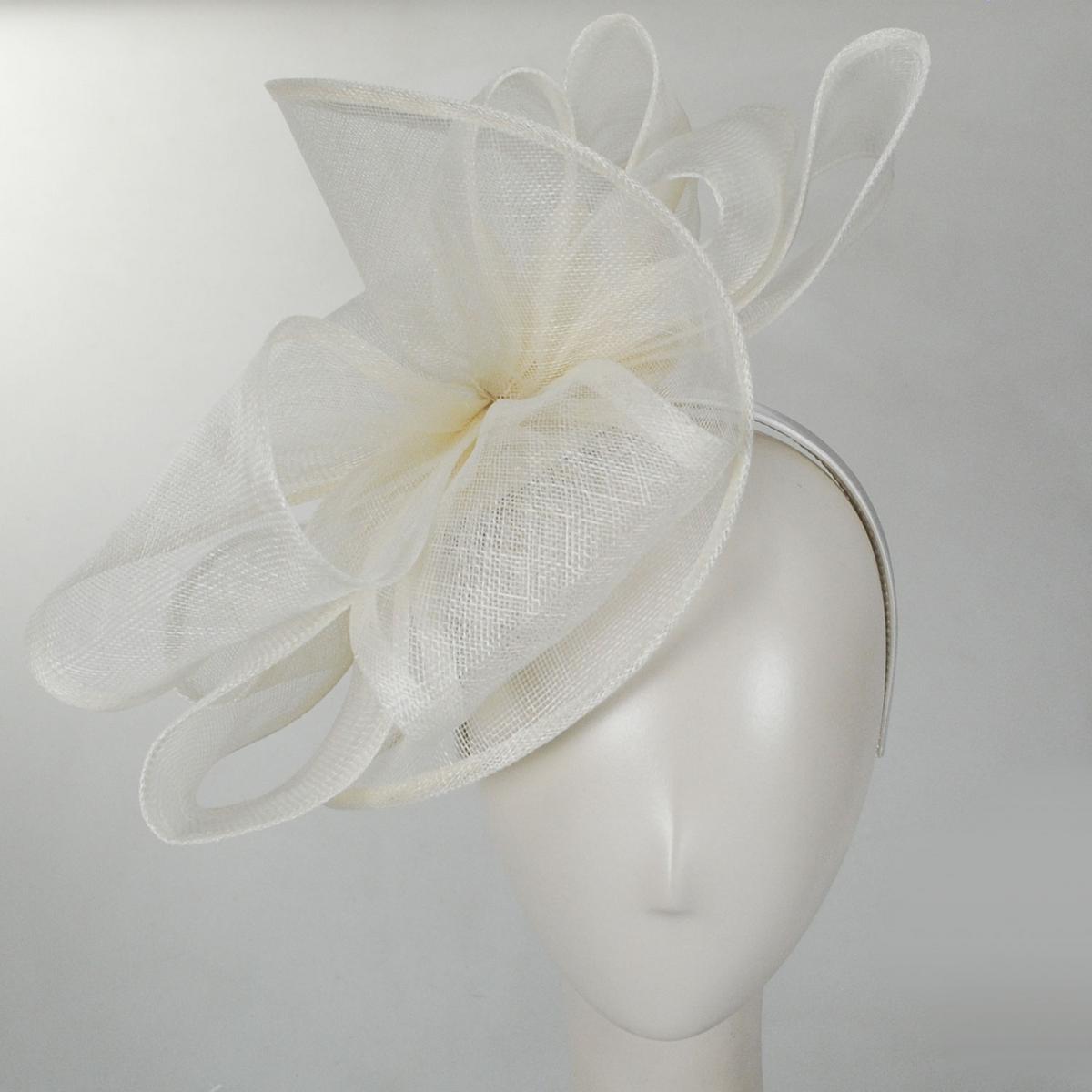 Kathy Jeanne | Abanico Sinamay Straw Fascinator Hat | 122426 | front | IVORY