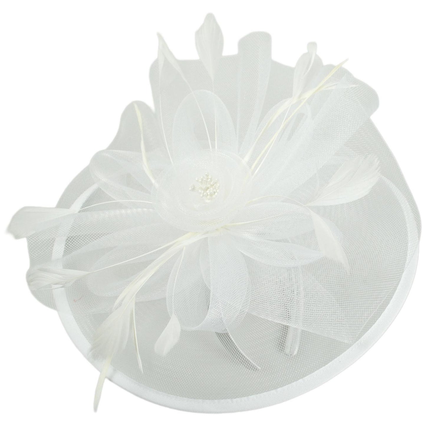 Sophia | Floral Mesh and Ribbon Fascinator Hat | 122905 | lead | WHITE