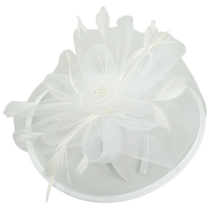 Sophia | Floral Mesh and Ribbon Fascinator Hat | 122905 | lead | WHITE