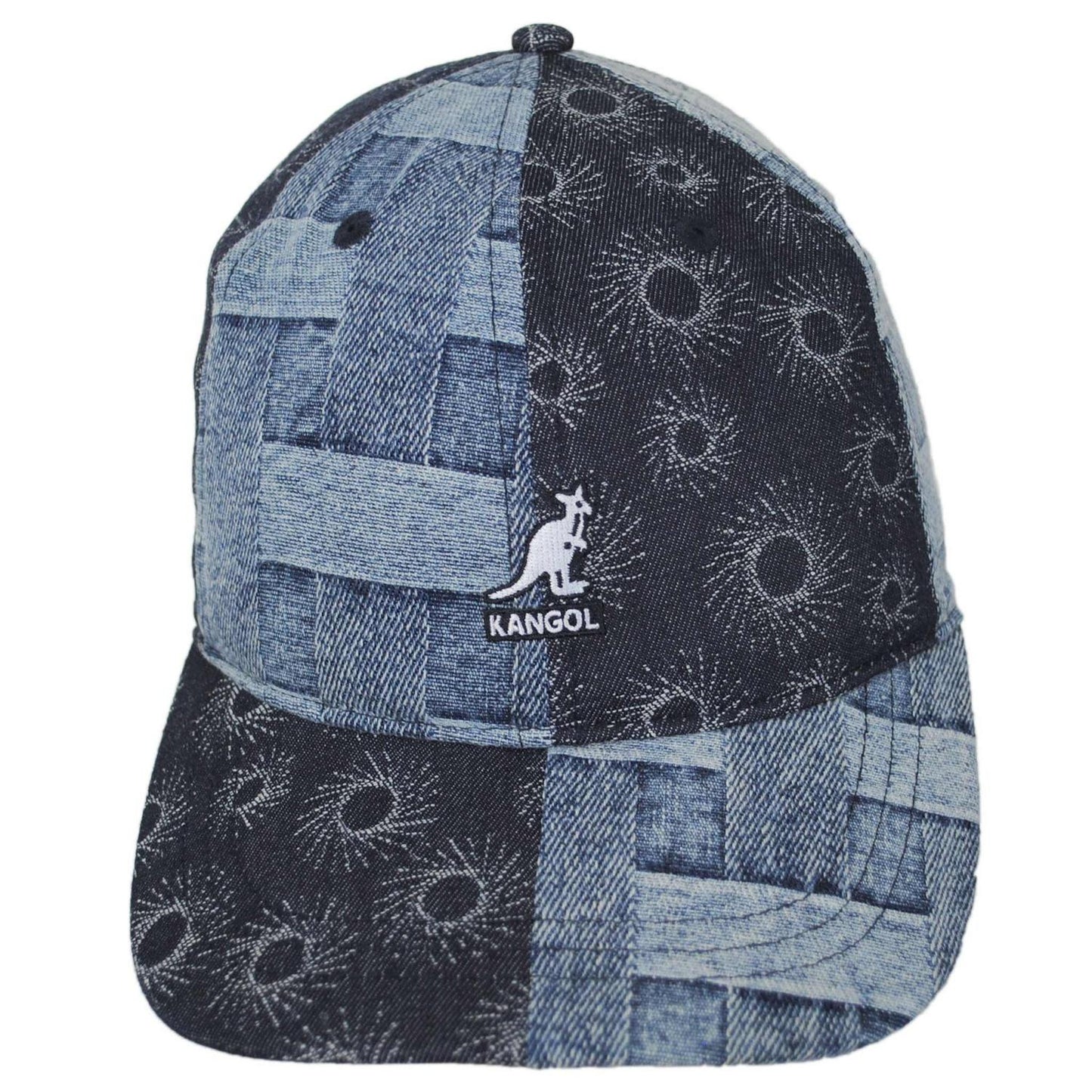 Kangol | Denim Mashup Strapback Baseball Cap Dad Hat | 201132 | front | BLUE PICNIC