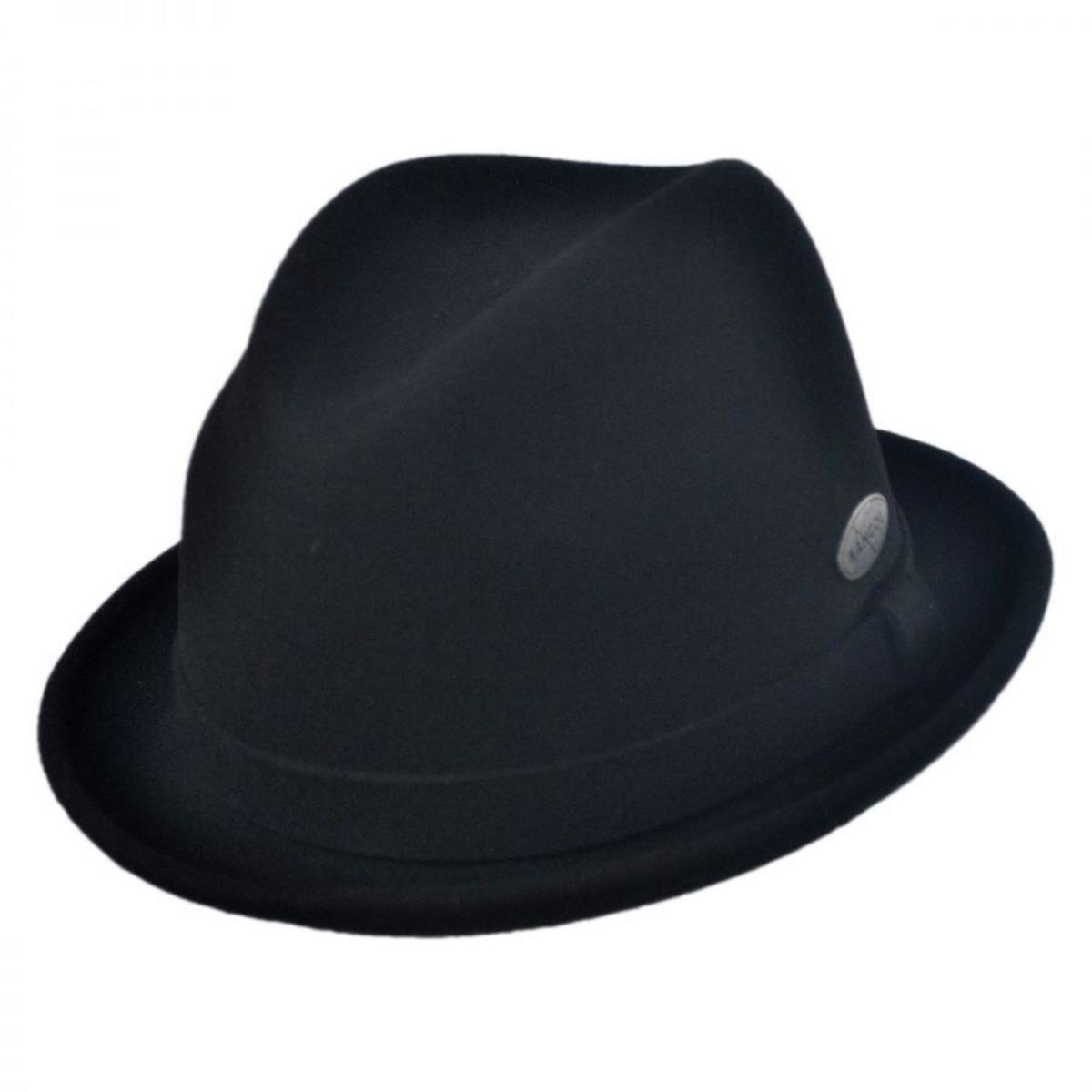 Kangol | Wool LiteFelt Player Fedora Hat | 130197 | lead | BLACK